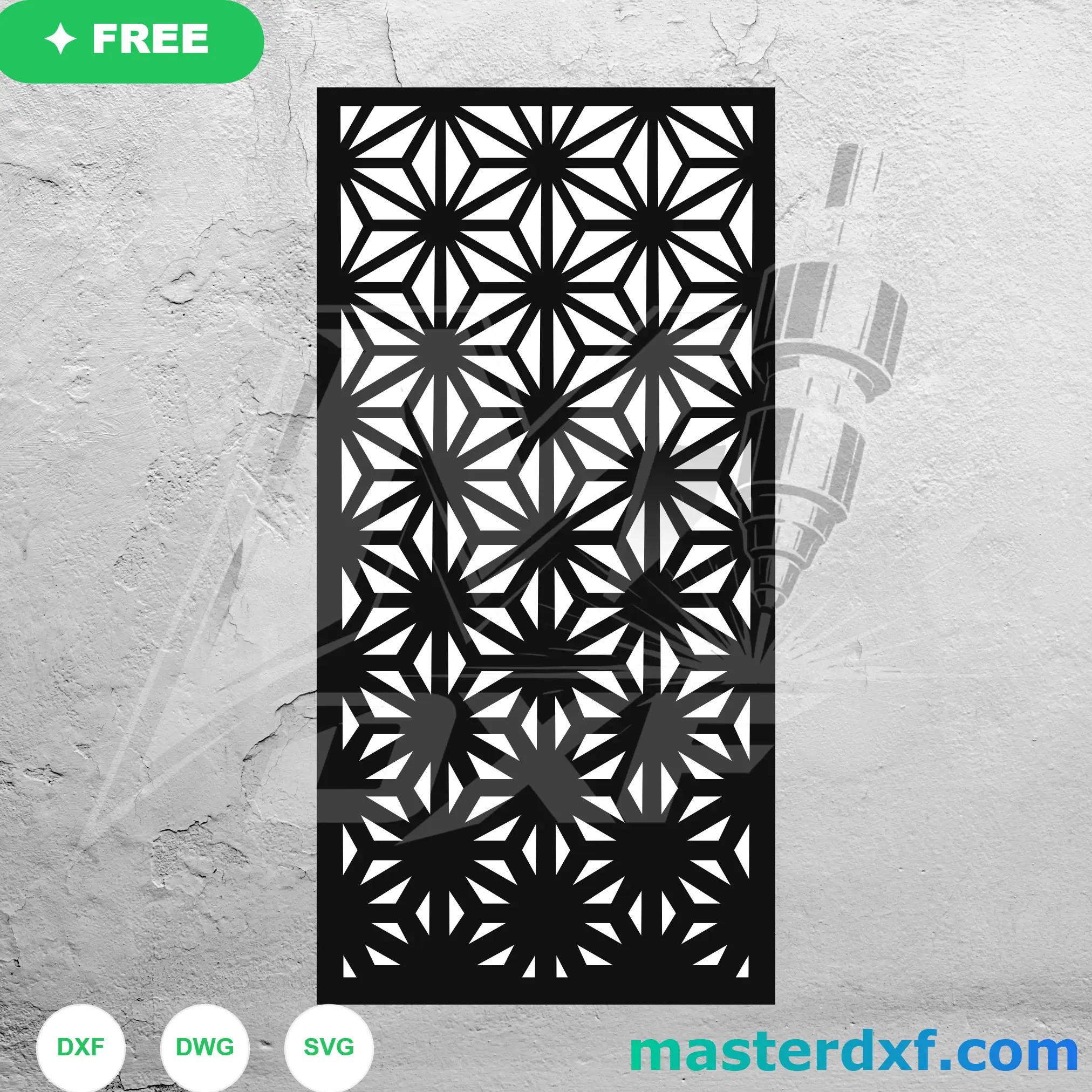 Traditional Japanese Asanoha Hemp Leaf Geometric Lattice DXF File